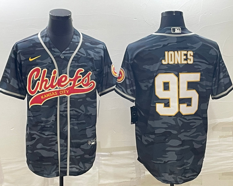 Men's Kansas City Chiefs Chris Jones #95 Grey Camouflage Jersey Joint Edition