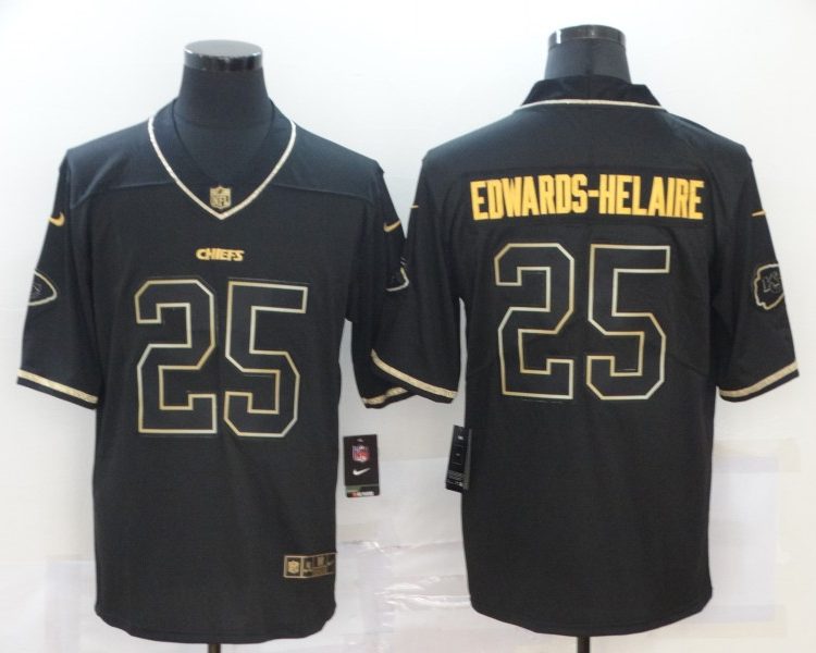 Men's Kansas City Chiefs Clyde Edwards-Helaire #25 Black Jersey