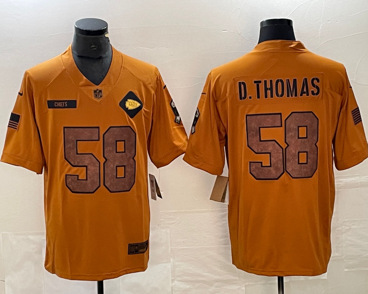 Men's Kansas City Chiefs Derrick Thomas #58 Brown 2023 Salute To Service Retired Limited Jersey