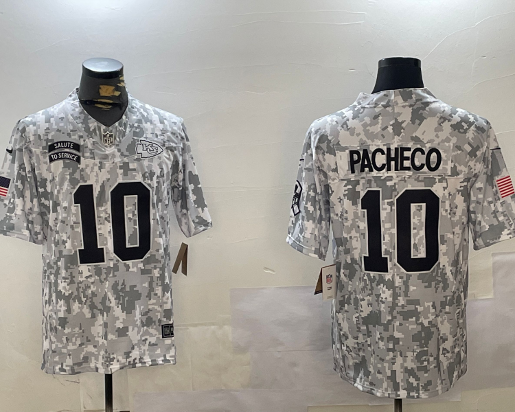 Men's Kansas City Chiefs Isiah Pacheco #10 Arctic Camo 2024 Salute to Service Limited Jersey
