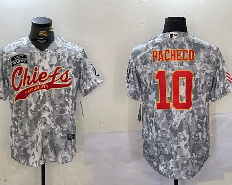 Men's Kansas City Chiefs Isiah Pacheco #10 Arctic Camo Salute to Service Limited Jersey