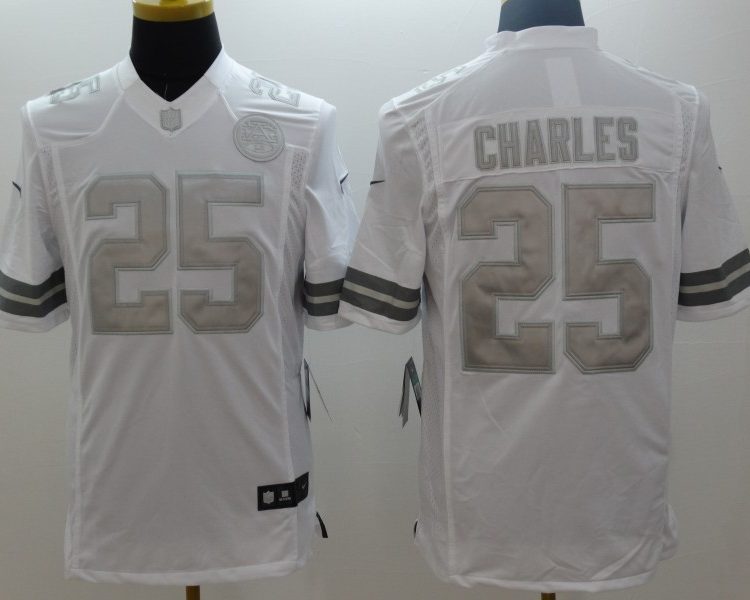 Men's Kansas City Chiefs Jamaal Charles #25 White Jersey