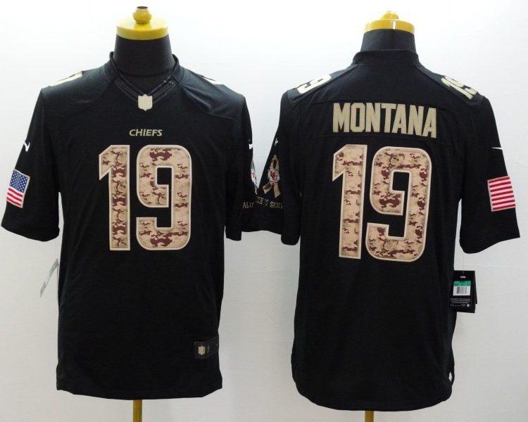 Men's Kansas City Chiefs Joe Montana #19 Black Jersey