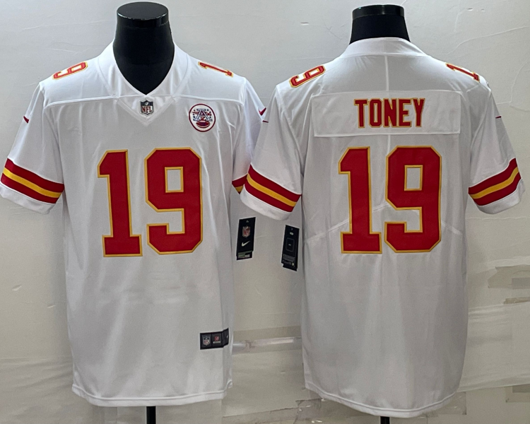 Men's Kansas City Chiefs Kadarius Toney #19 White Jersey