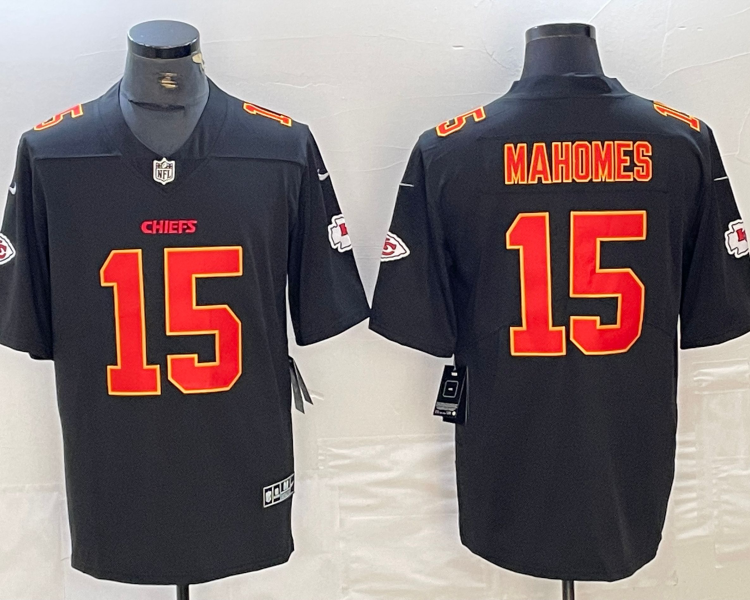 Men's Kansas City Chiefs Patrick Mahomes #15 Black Jersey