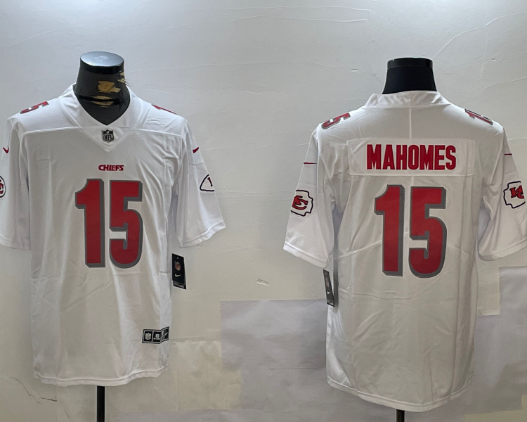 Men's Kansas City Chiefs Patrick Mahomes #15 White Team Jersey