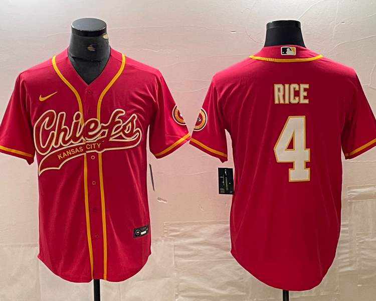 Men's Kansas City Chiefs Rashee Rice #4 Red Jersey Joint Edition