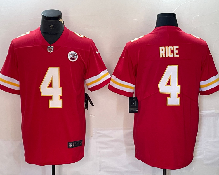 Men's Kansas City Chiefs Rashee Rice #4 Red Jersey