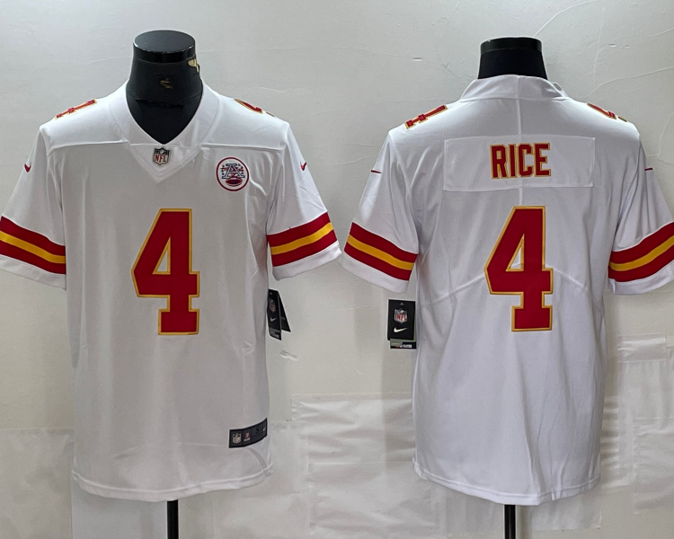 Men's Kansas City Chiefs Rashee Rice #4 White Jersey