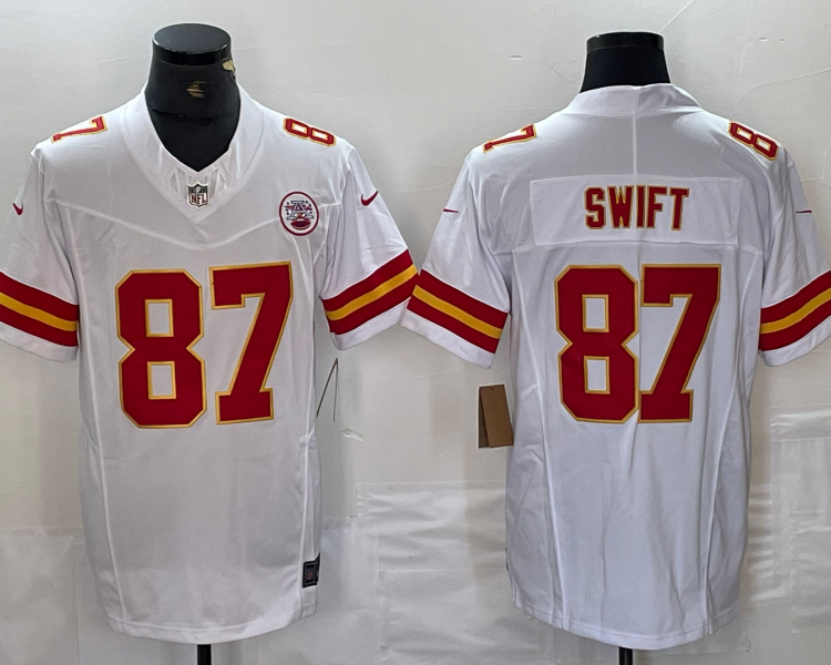 Men's Kansas City Chiefs Taylor Swift #87 White Jersey