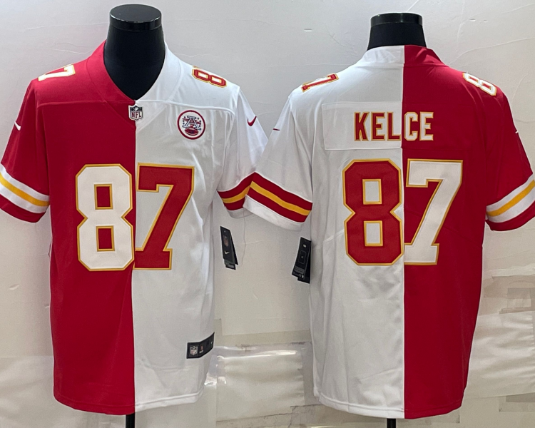 Men's Kansas City Chiefs Travis Kelce #87 Red/White Jersey