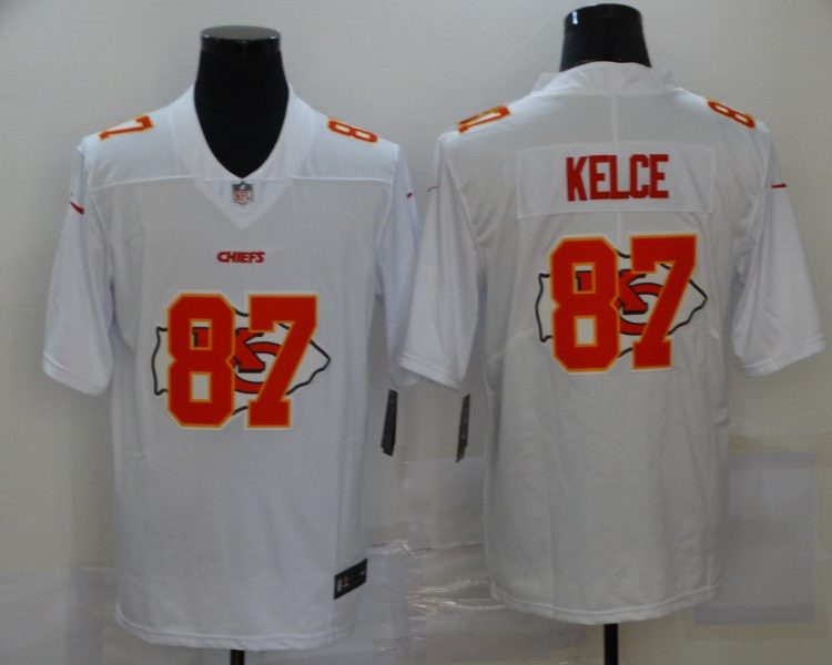 Men's Kansas City Chiefs Travis Kelce #87 White Authentic Jersey