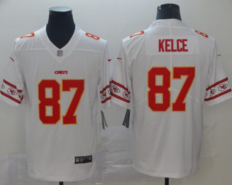 Men's Kansas City Chiefs Travis Kelce #87 White Jersey
