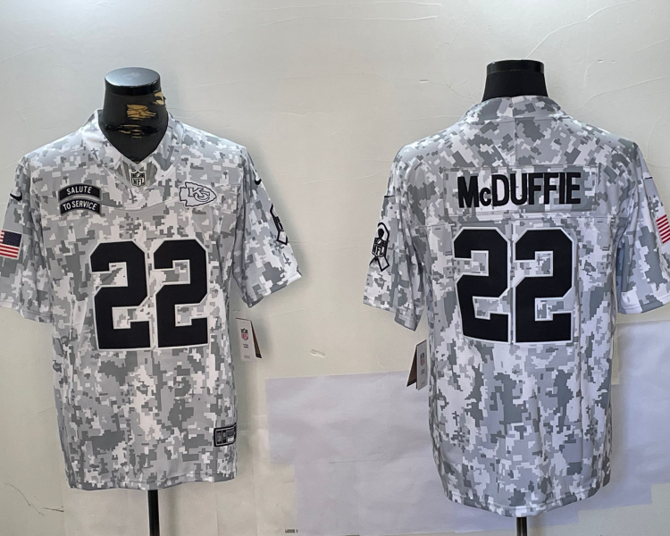 Men's Kansas City Chiefs Trent McDuffie #22 Arctic Camo 2024 Salute to Service Limited Jersey