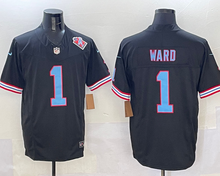 Men's Tennessee Titans Cameron Ward #1 Black Jersey