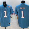 Men's Tennessee Titans Cameron Ward #1 Light Blue 2025 NFL Draft First Round Pick Jersey