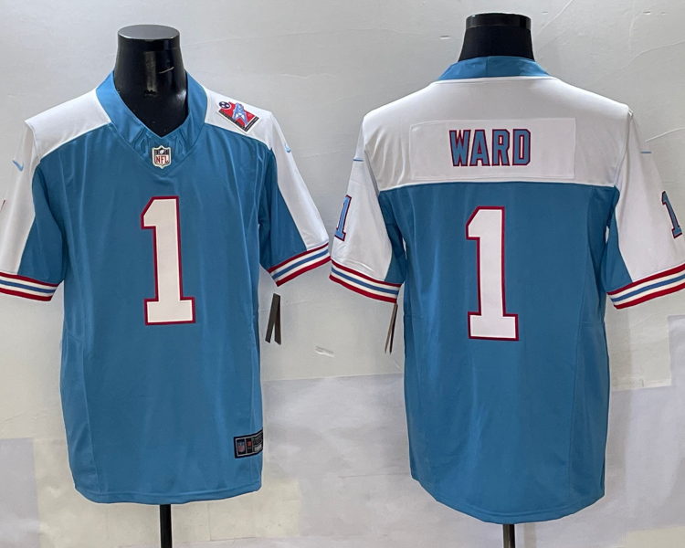 Men's Tennessee Titans Cameron Ward #1 Light Blue Jersey