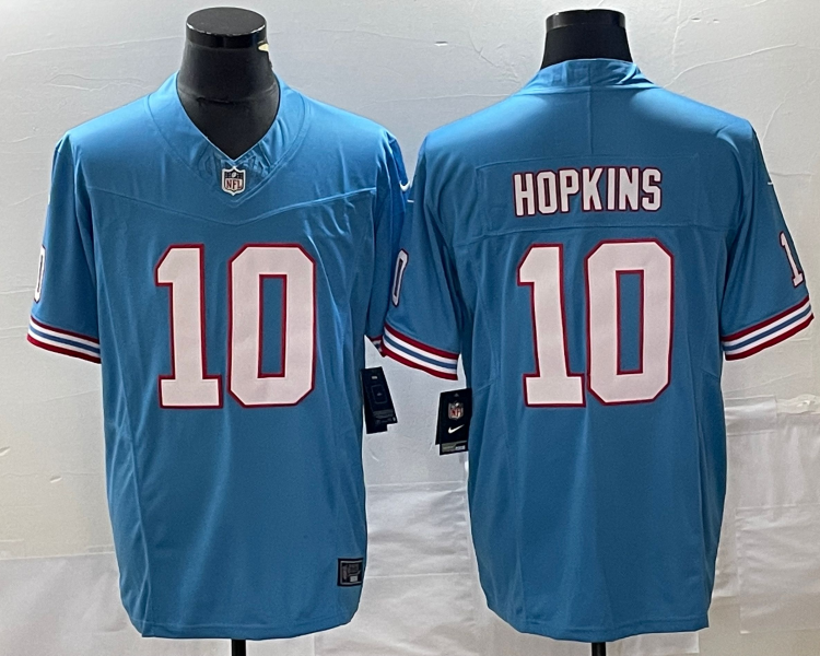 Men's Tennessee Titans DeAndre Hopkins #10 Light Blue Oilers Throwback Jersey