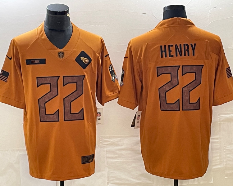 Men's Tennessee Titans Derrick Henry #22 Brown 2023 Salute To Service Limited Jersey