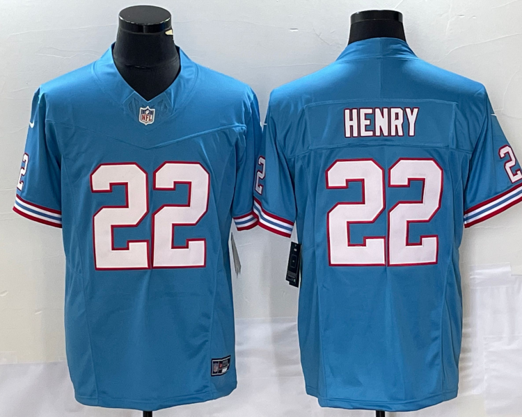 Men's Tennessee Titans Derrick Henry #22 Light Blue Oilers Throwback Vapor F.U.S.E. Limited Jersey
