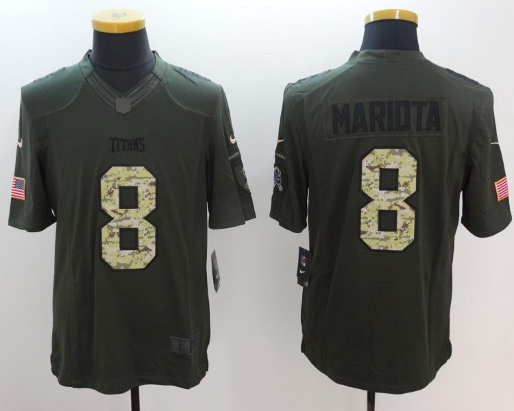 Men's Tennessee Titans Marcus Mariota #8 Army Green Jersey