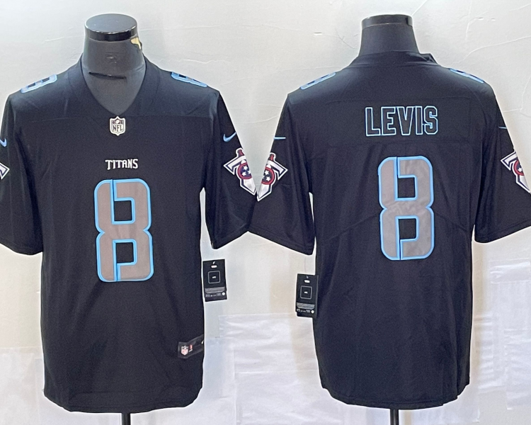 Men's Tennessee Titans Will Levis #8 Black Jersey