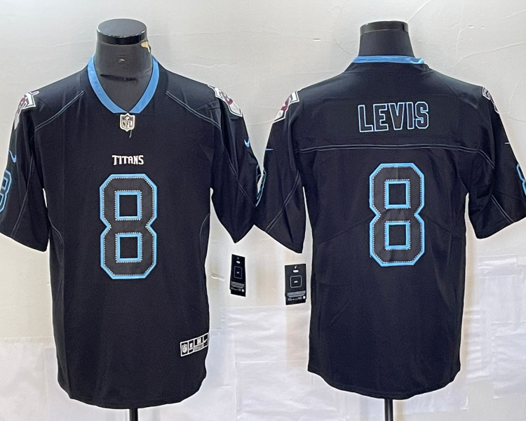 Men's Tennessee Titans Will Levis #8 Black Jersey