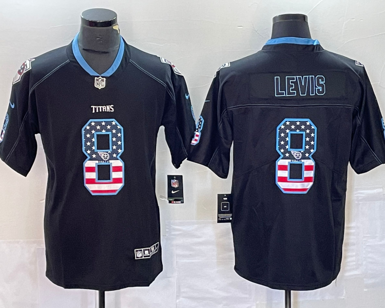 Men's Tennessee Titans Will Levis #8 Black Jersey