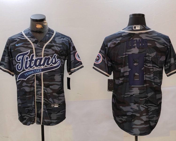 Men's Tennessee Titans Will Levis #8 Grey Camouflage Jersey