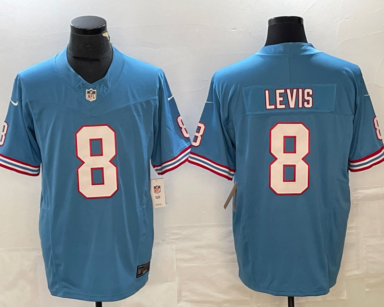 Men's Tennessee Titans Will Levis #8 Light Blue Oilers Throwback Legend Jersey
