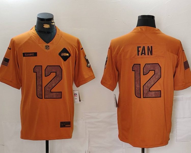 Men's Seattle Seahawks 12s Brown 2023 Salute To Service Limited Jersey