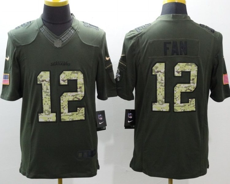 Men's Seattle Seahawks 12th Fan Army Green Jersey