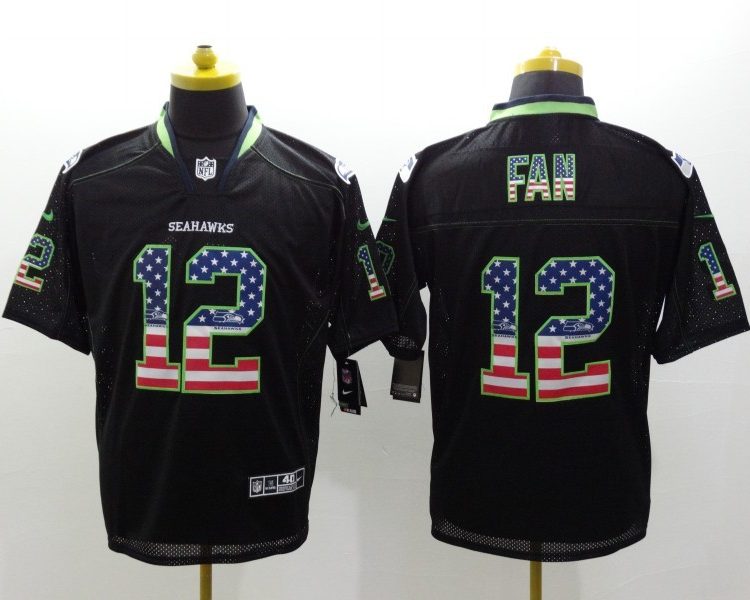 Men's Seattle Seahawks 12th Fan Black Jersey