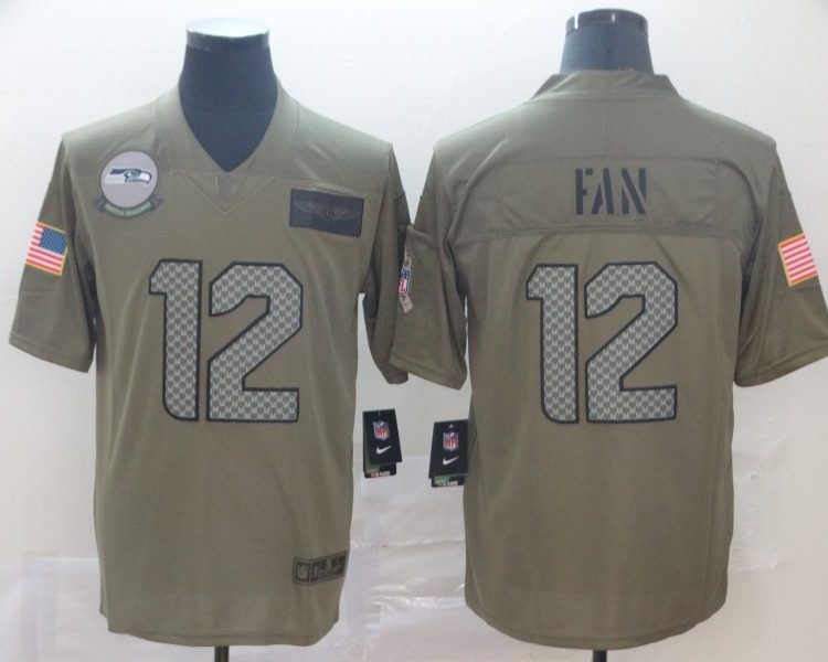 Men's Seattle Seahawks 12th Fan Brown Jersey