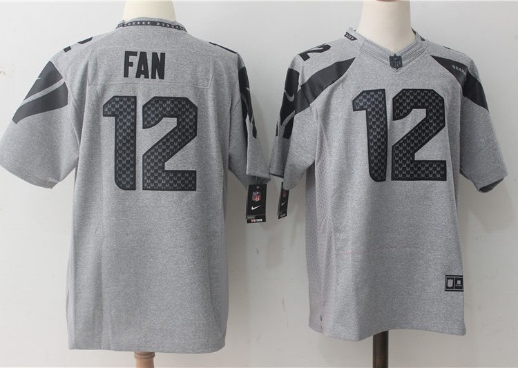 Men's Seattle Seahawks 12th Fan Gray Jersey
