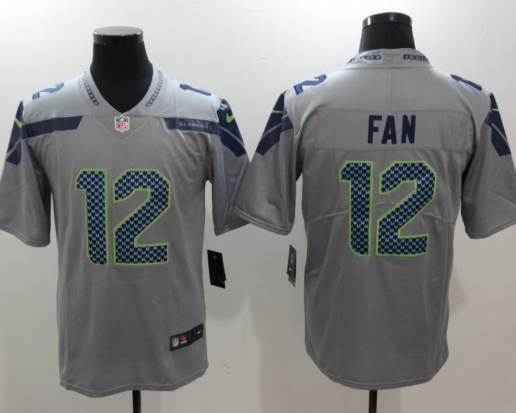 Men's Seattle Seahawks 12th Fan Gray Team Jersey