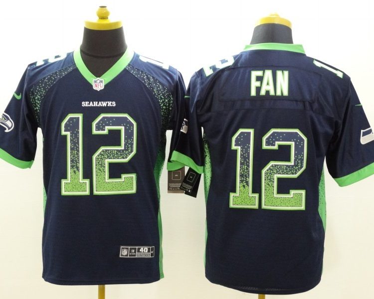 Men's Seattle Seahawks 12th Fan Navy Jersey