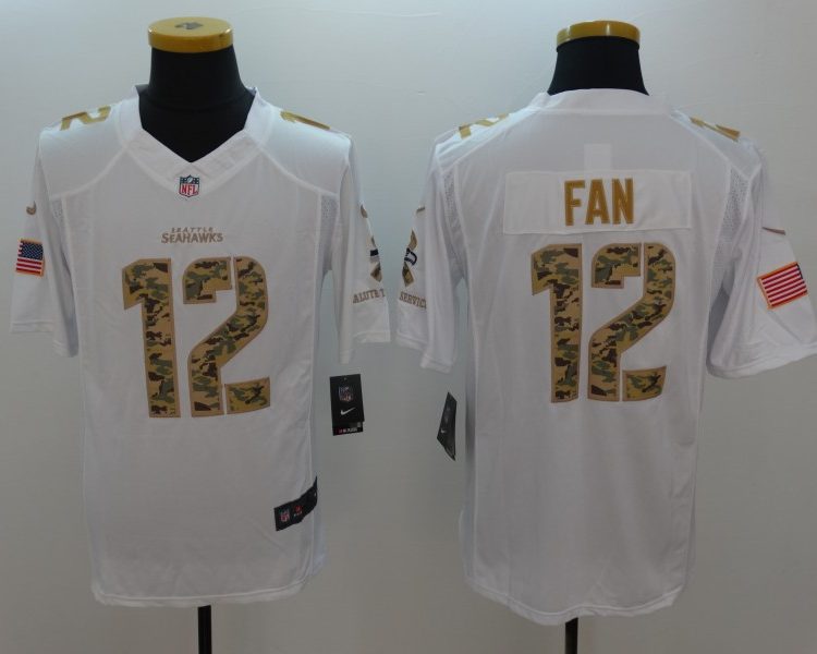 Men's Seattle Seahawks 12th Fan White Jersey