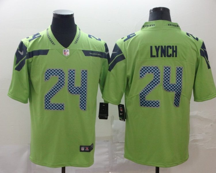 Men's Seattle Seahawks #24 Marshawn Lynch Green Jersey