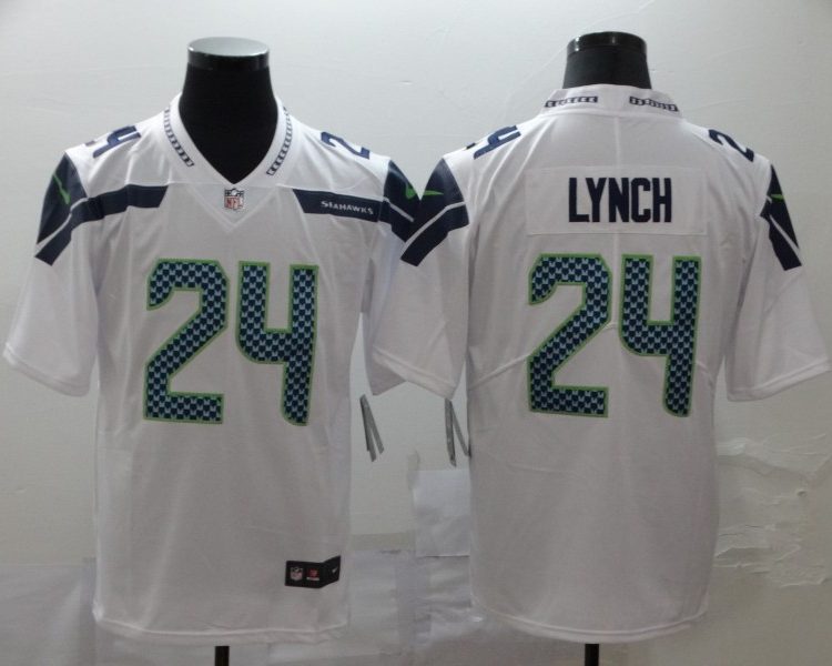 Men's Seattle Seahawks #24 Marshawn Lynch White Jersey