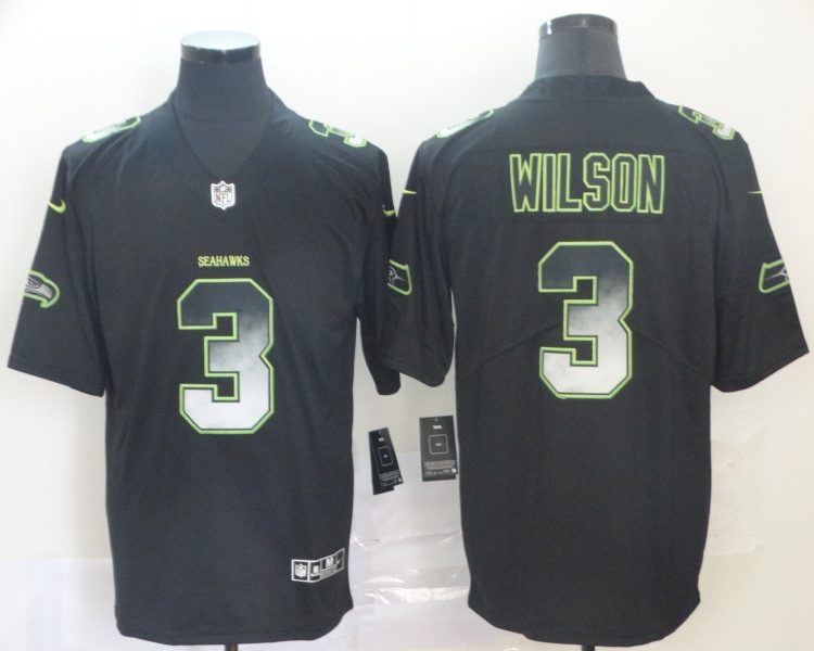 Men's Seattle Seahawks #3 Russell Wilson Black Alternate Jersey