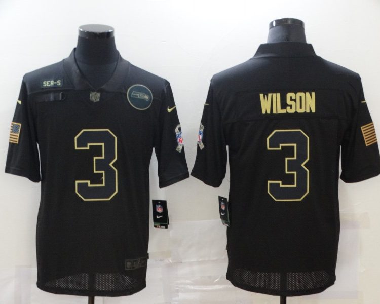 Men's Seattle Seahawks #3 Russell Wilson Black Alternate Jersey