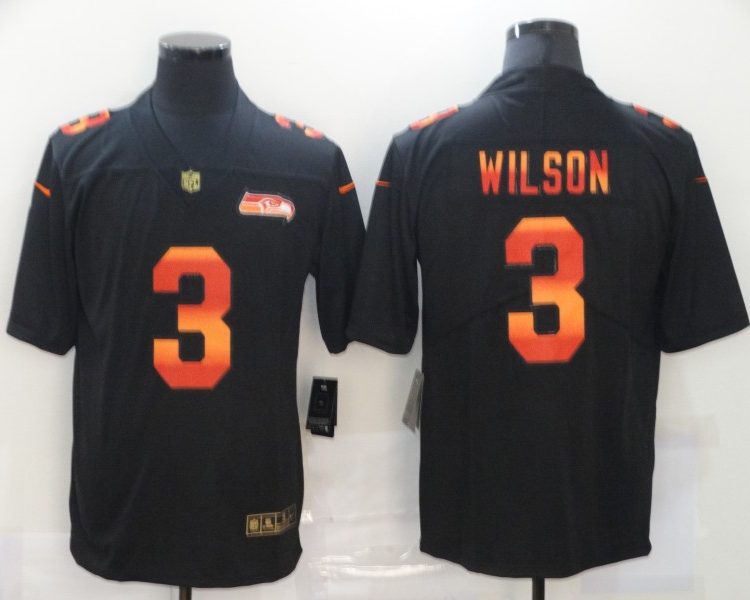 Men's Seattle Seahawks #3 Russell Wilson Black Jersey