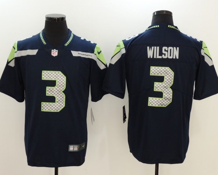 Men's Seattle Seahawks #3 Russell Wilson Navy Jersey