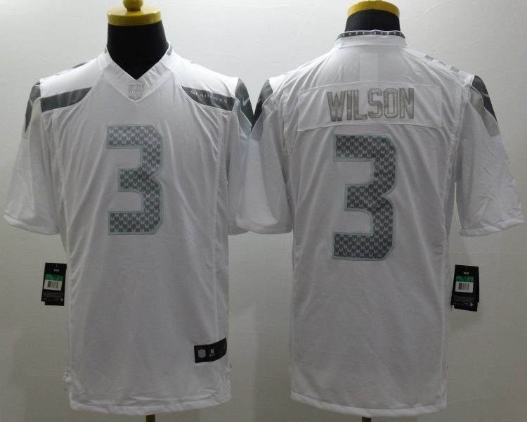 Men's Seattle Seahawks #3 Russell Wilson White Jersey