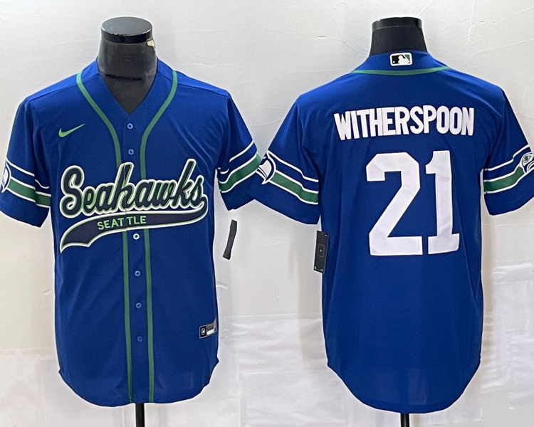 Men's Seattle Seahawks Devon Witherspoon #21 Royal Alternate Legend Jersey Joint Edition