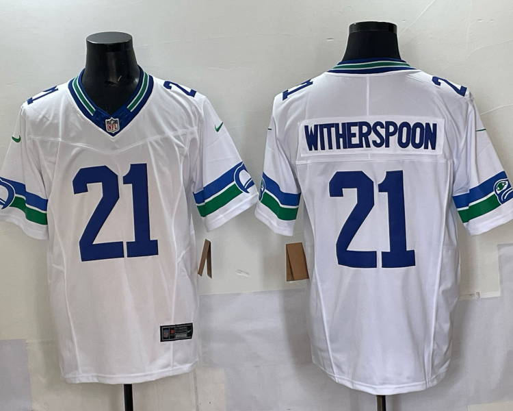 Men's Seattle Seahawks Devon Witherspoon #21 White Alternate Jersey