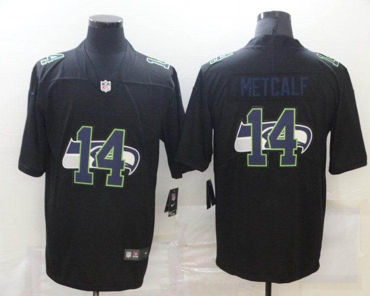 Men's Seattle Seahawks DK Metcalf #14 Black Authentic Jersey