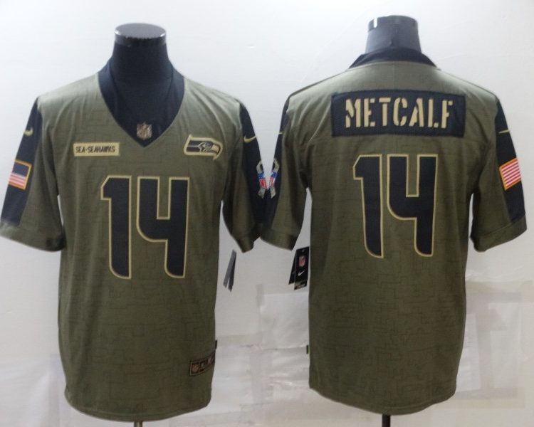 Men's Seattle Seahawks DK Metcalf #14 Brown Jersey