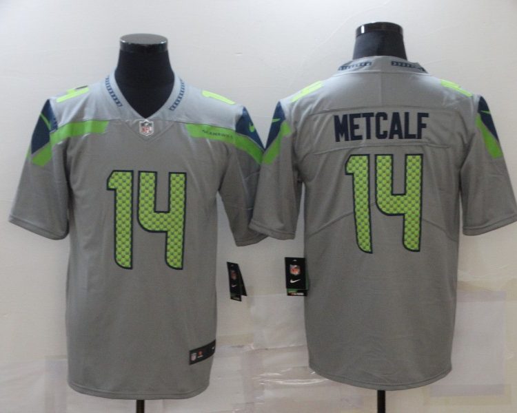 Men's Seattle Seahawks DK Metcalf #14 Gray Inverted Legend Jersey